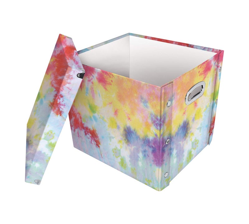 Snap-N-Store Vinyl Record Storage Box - Pack of 1-13.2 x 12.625 x 12.5 Inch LP Holder with Lid for 12-inch Records - Crate Holds up to 75 Vinyl Albums - Tie Dye - Image 2